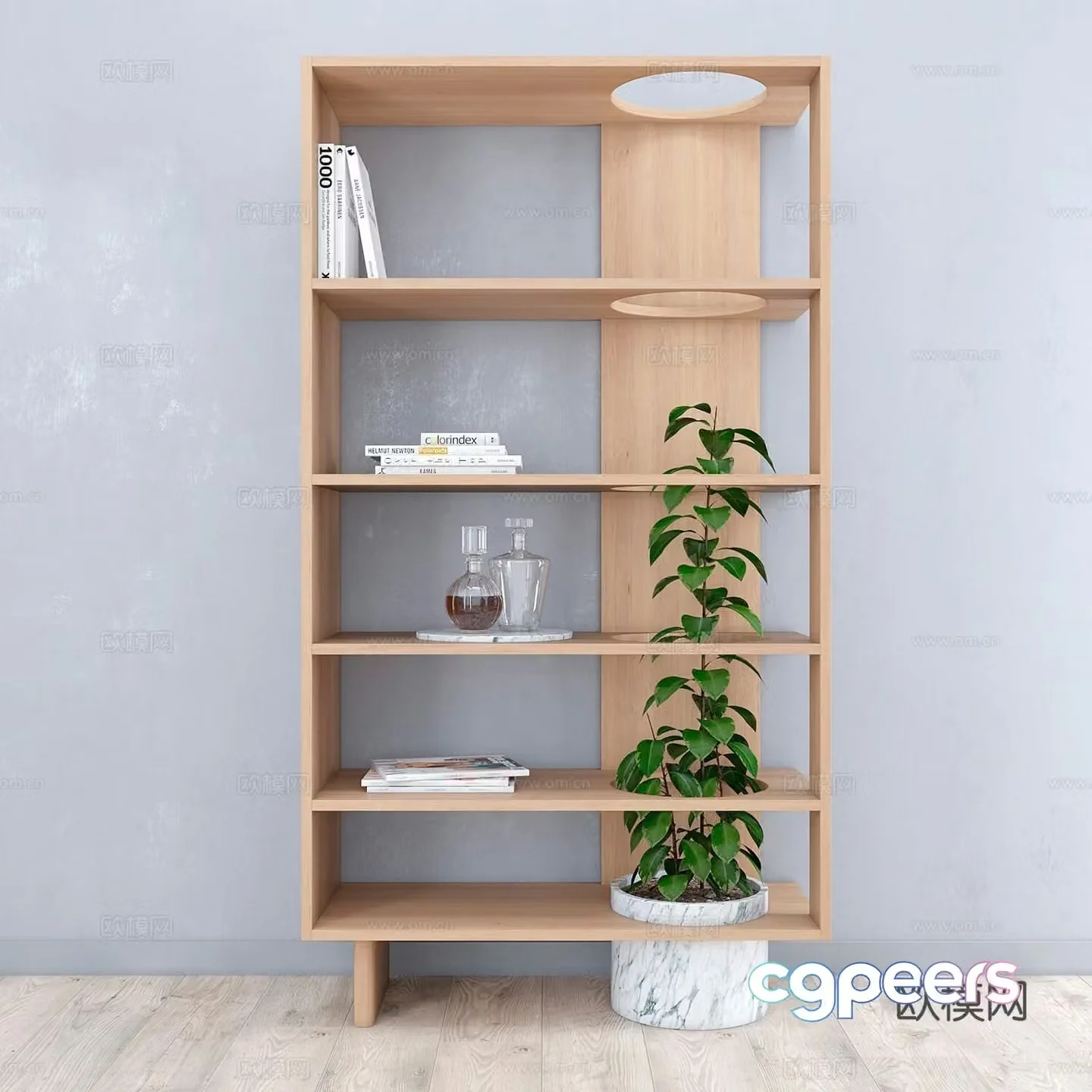 Log style storage cabinet shelf 3d model