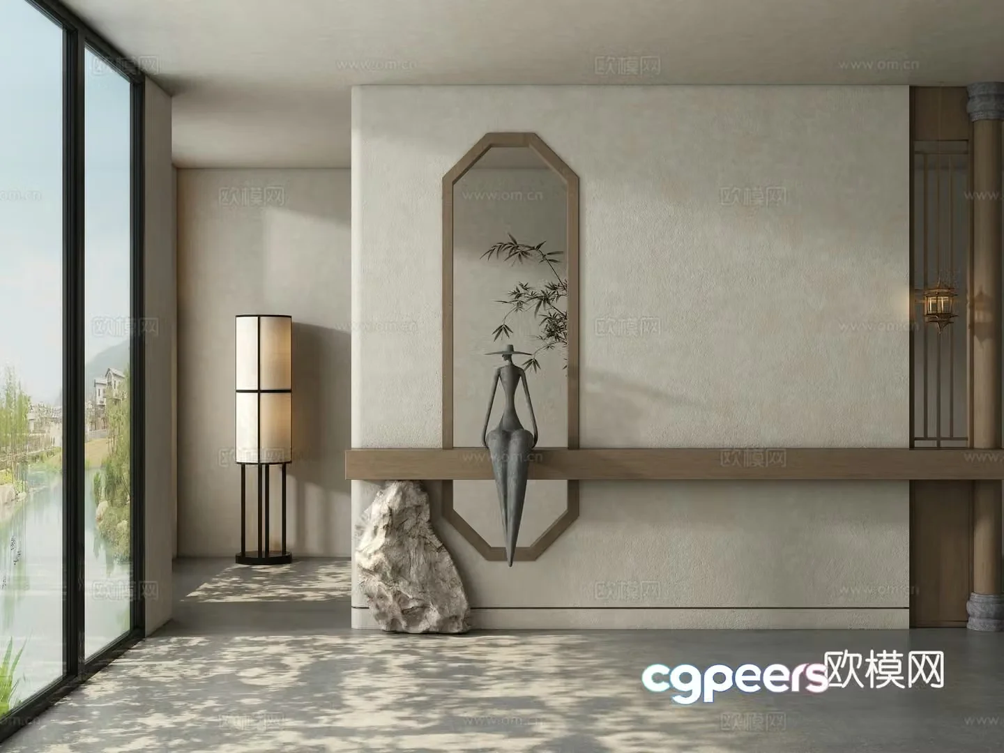 New Chinese style partition 3D model of entrance