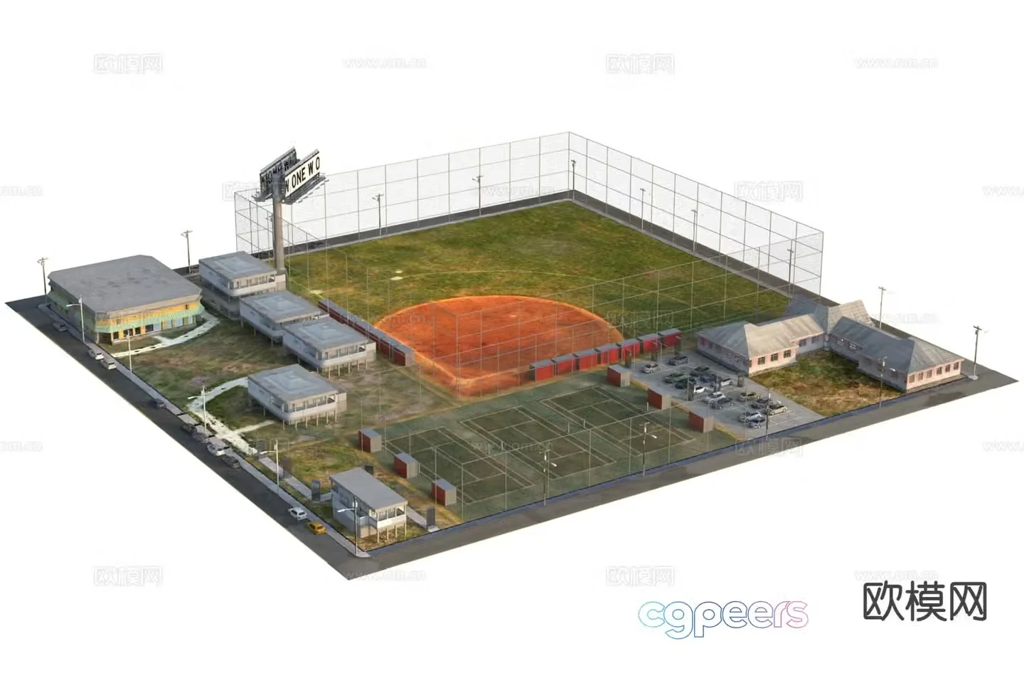 baseball field landscape scene 3d model