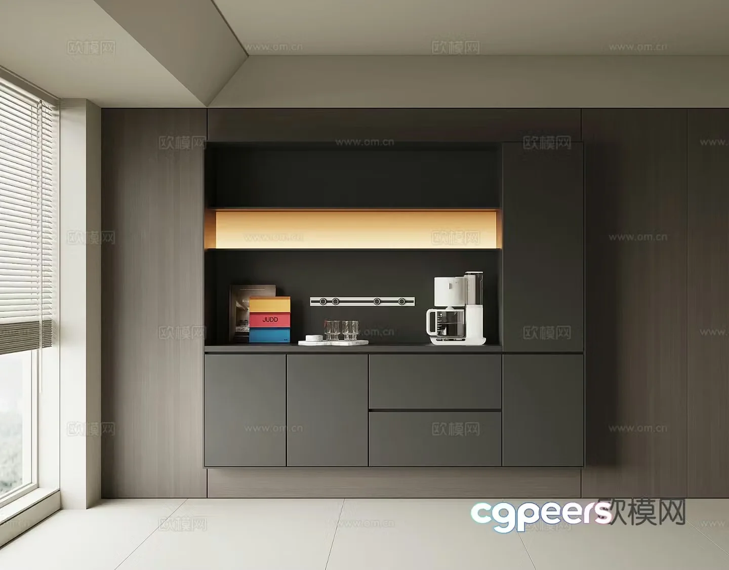 Modern wine cabinet sideboard 3D model