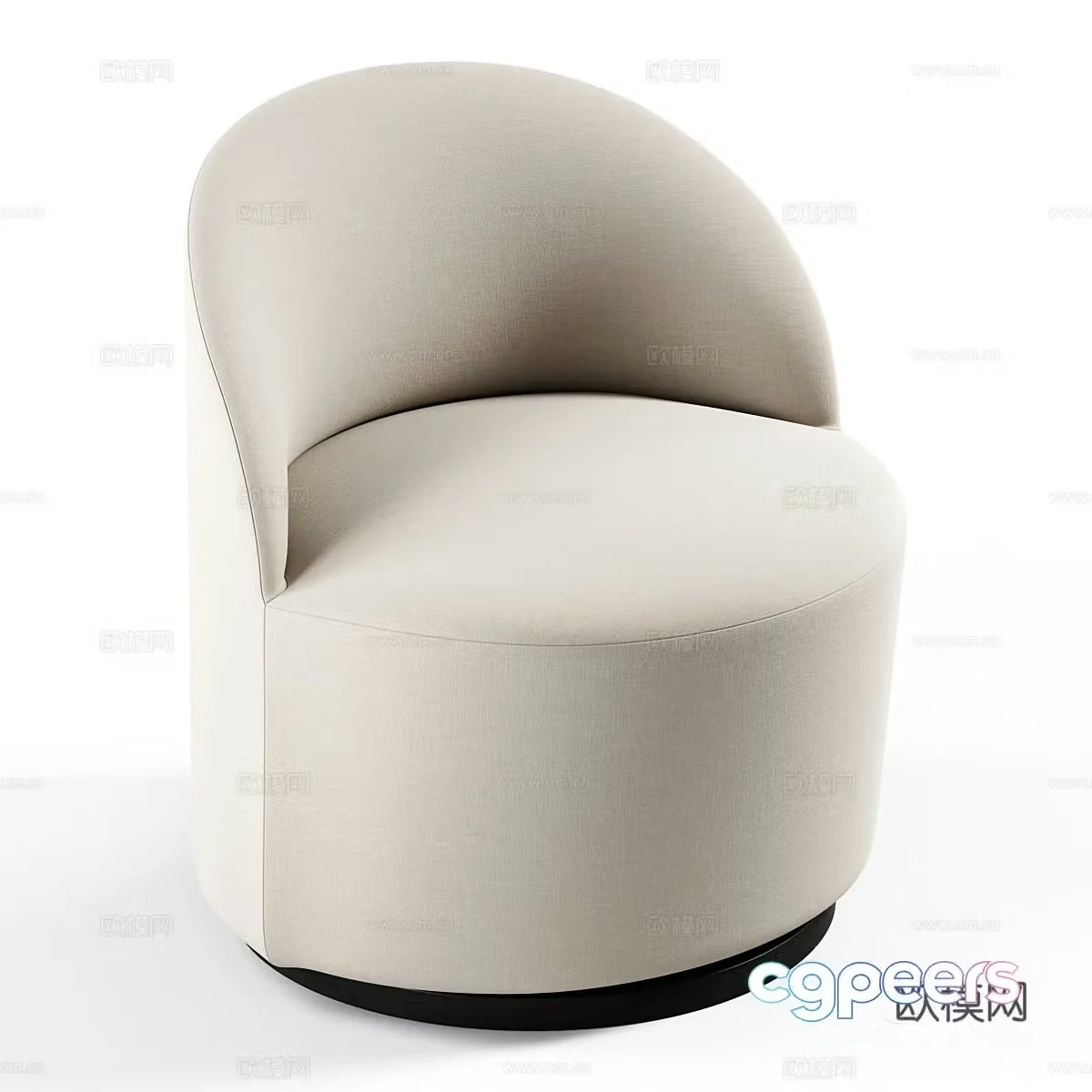 Cream style single sofa fabric sofa chair fabric single chair fabric casual chair fabric backrest 3D model