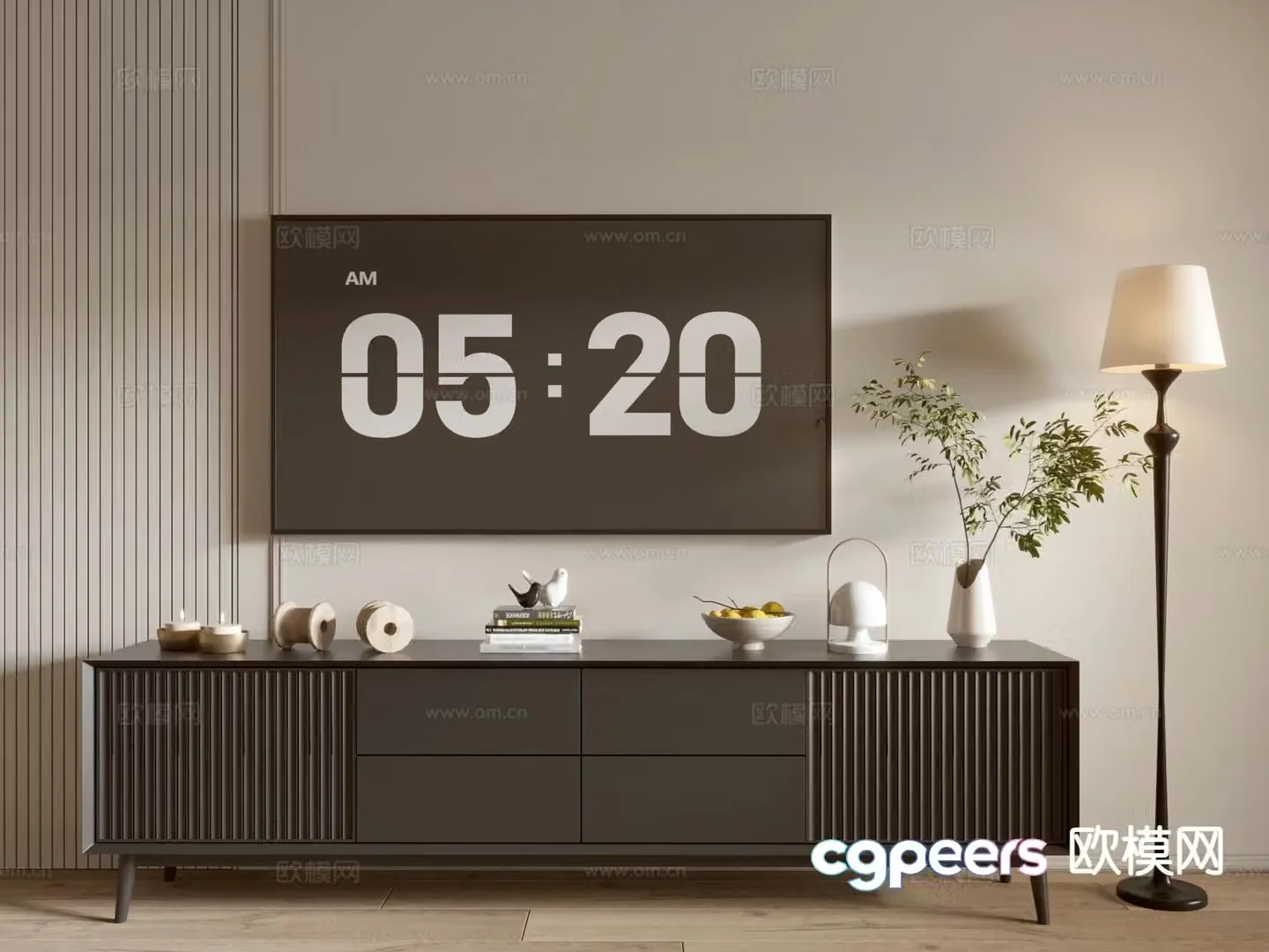 Modern black tv cabinet 3d model