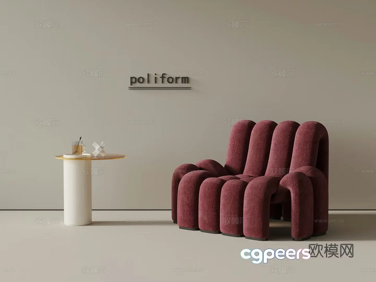 Modern single sofa casual sofa side 3D model