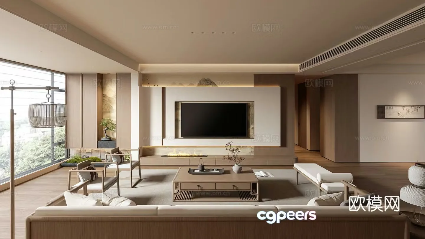 Song style aesthetic living room 3D model