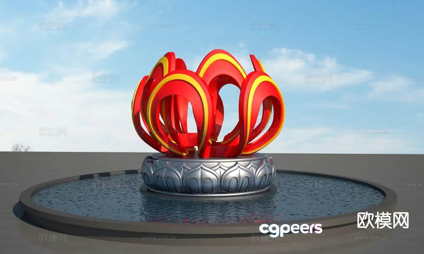 Abstract garland sculpture urban sculpture 3d model
