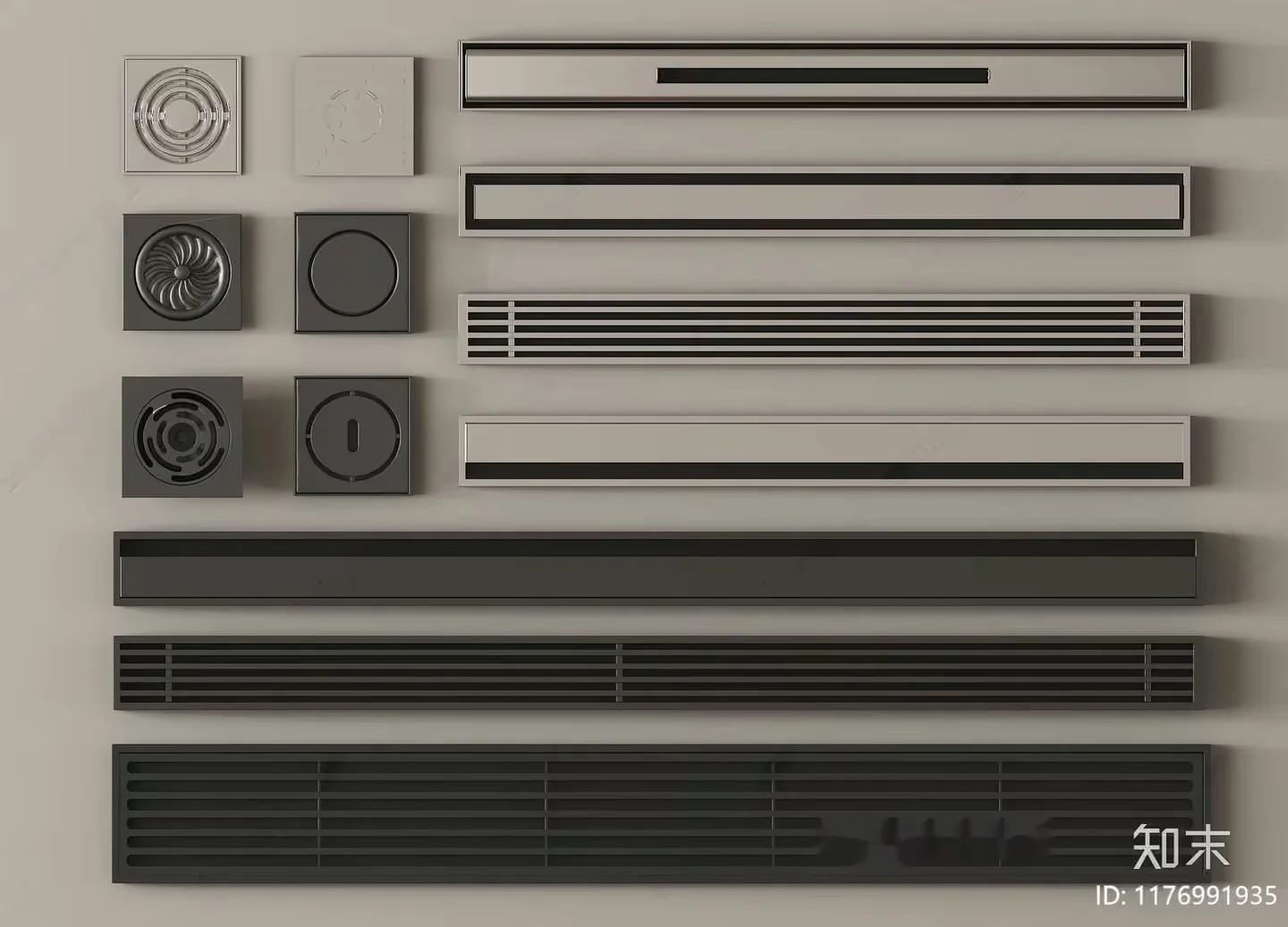 Grey Air Vent 3D Model – 17612 – VRAY Render