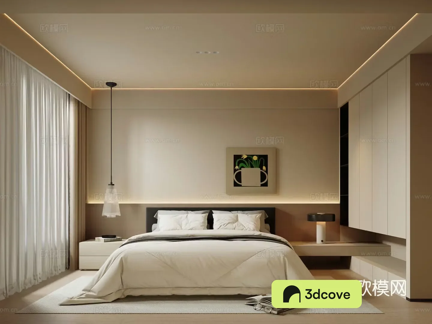 Modern Cream Home Bedroom Master Bedroom