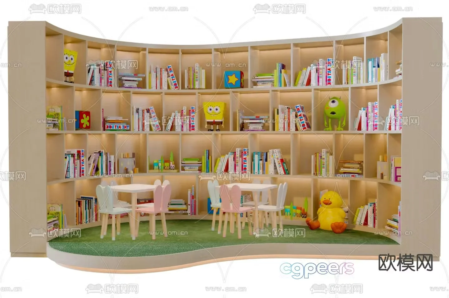 Children’s tables and chairs Children’s bookcase 3d model