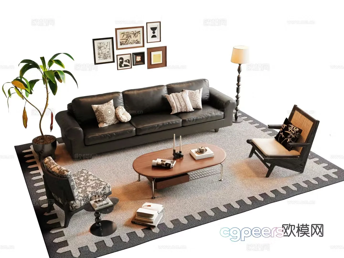 Medieval style modular sofa 3D model
