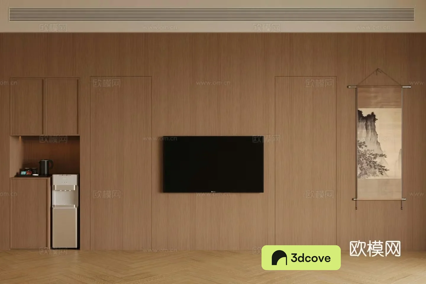 Hotel room background wall Hotel room wall cloth Hotel room Wooden finish Hard packaging wall