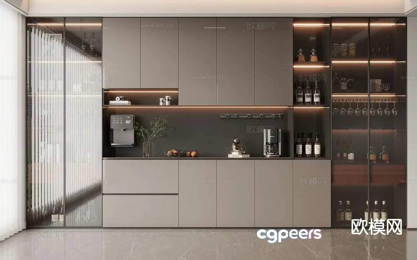 Italian wine cabinet sideboard 3d model