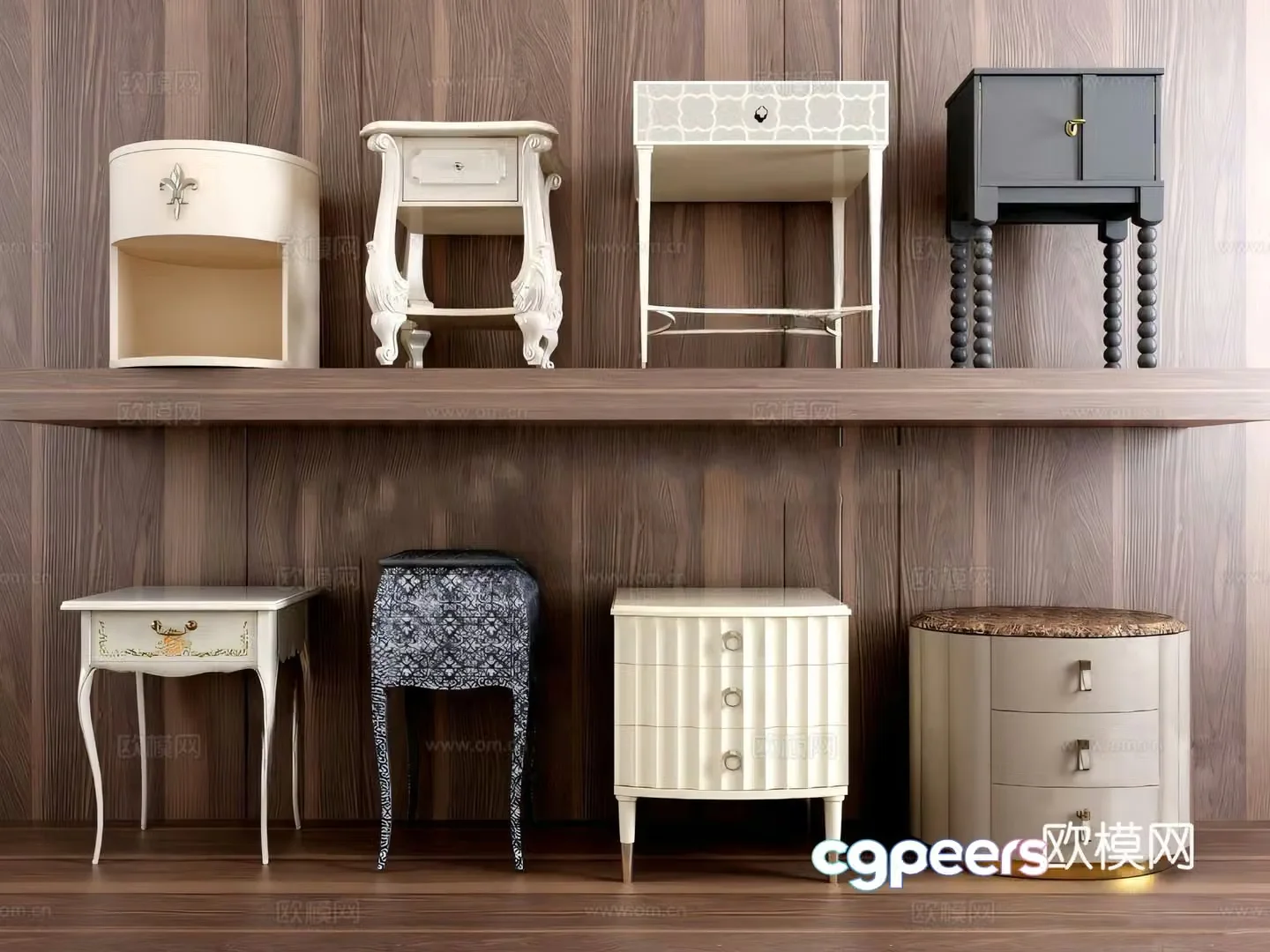 French bedside table 3d model