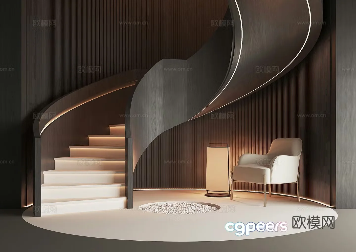 spiral staircase handrail staircase 3d model