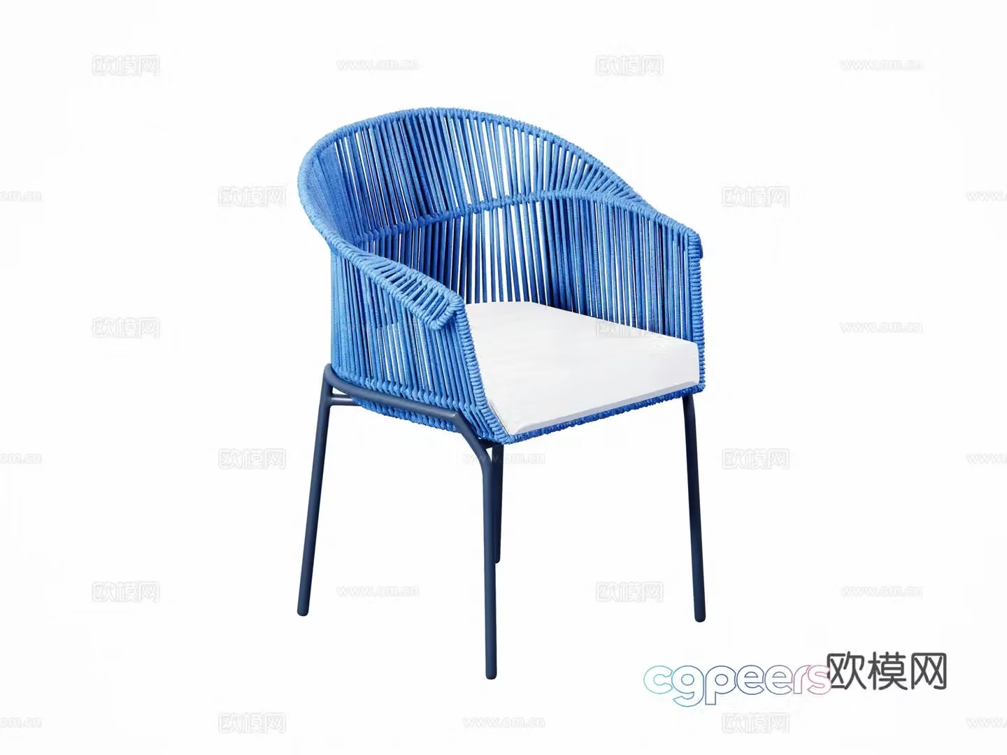 Modern rope braid metal dining chair single chair outdoor chair garden chair combination 3d model