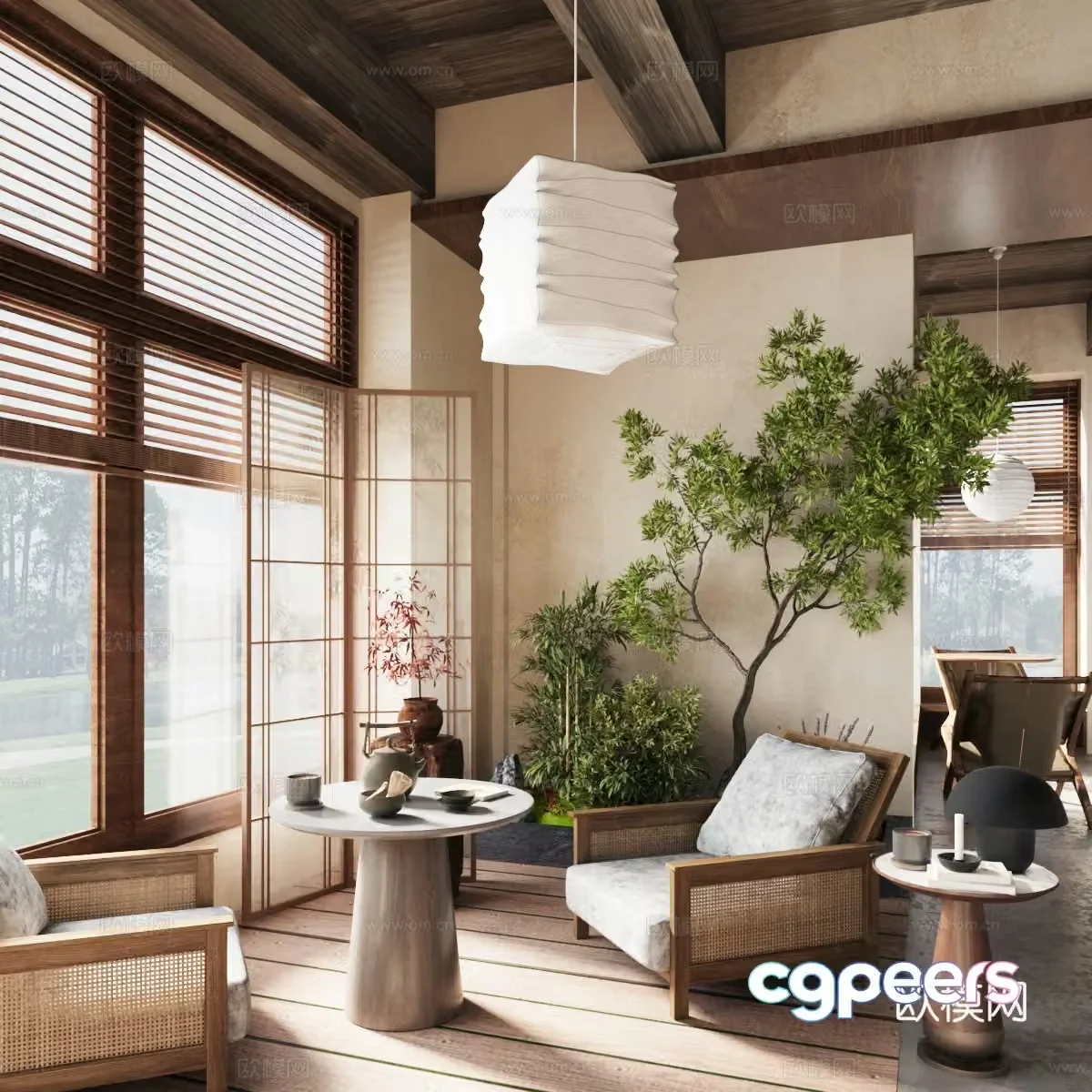 3D model of medieval style cafe corner