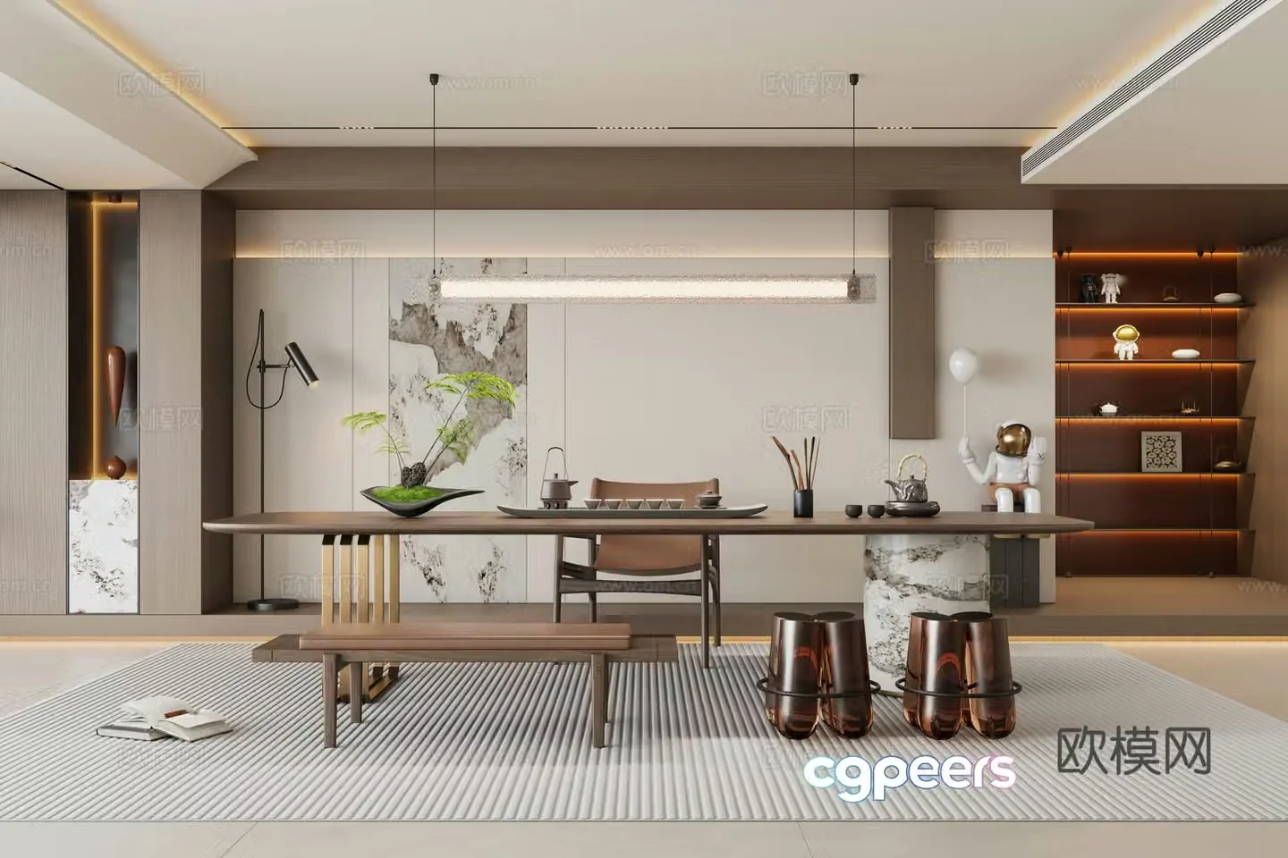 Modern tea room 3d model