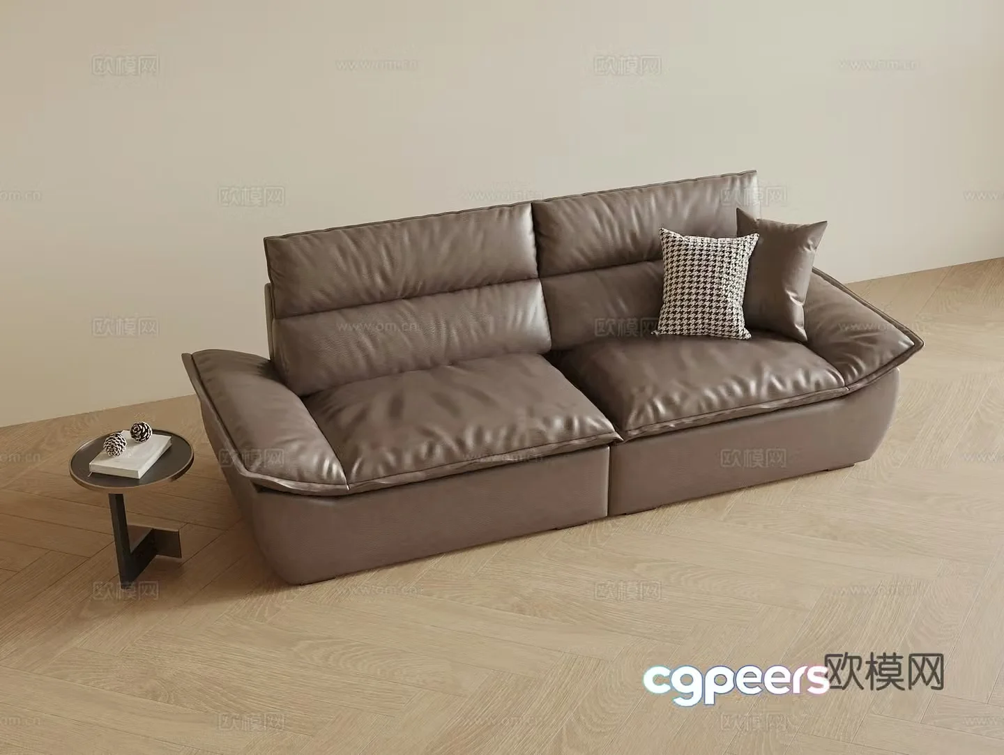 Modern leather double sofa 3d model