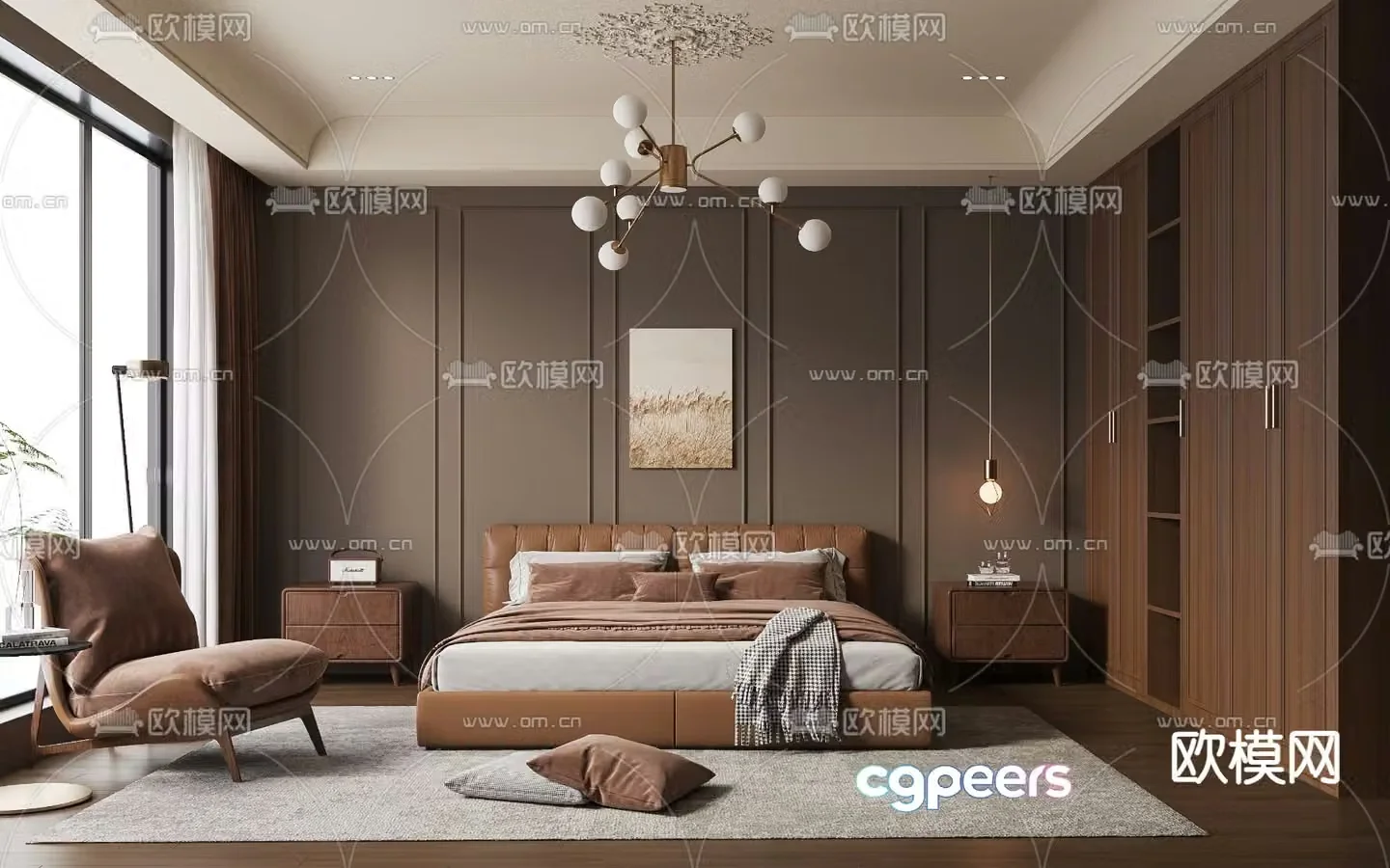 Simple European bedroom master room 3d model
