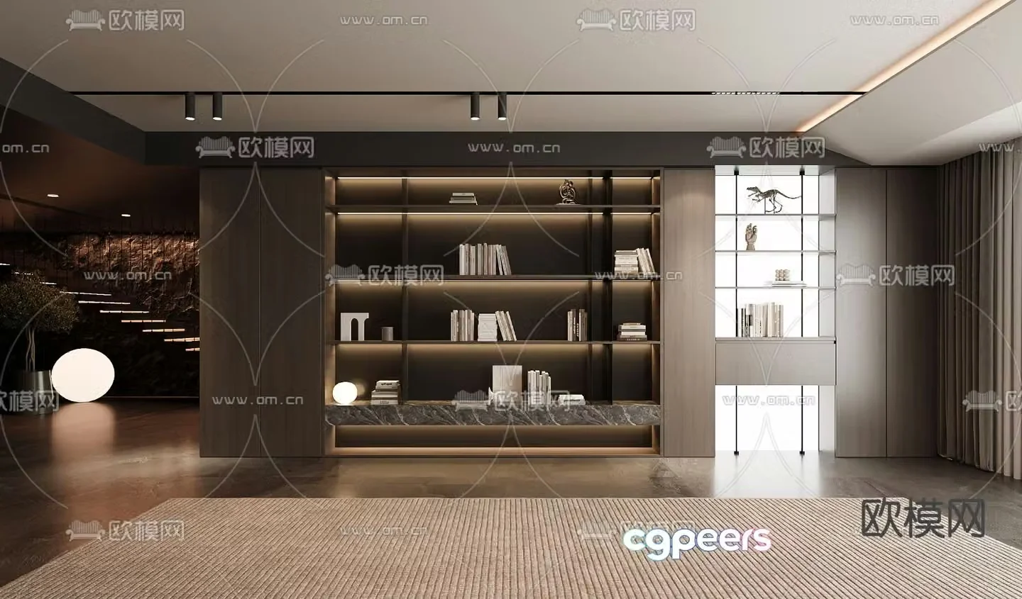 Italian bookcase display cabinet 3d model