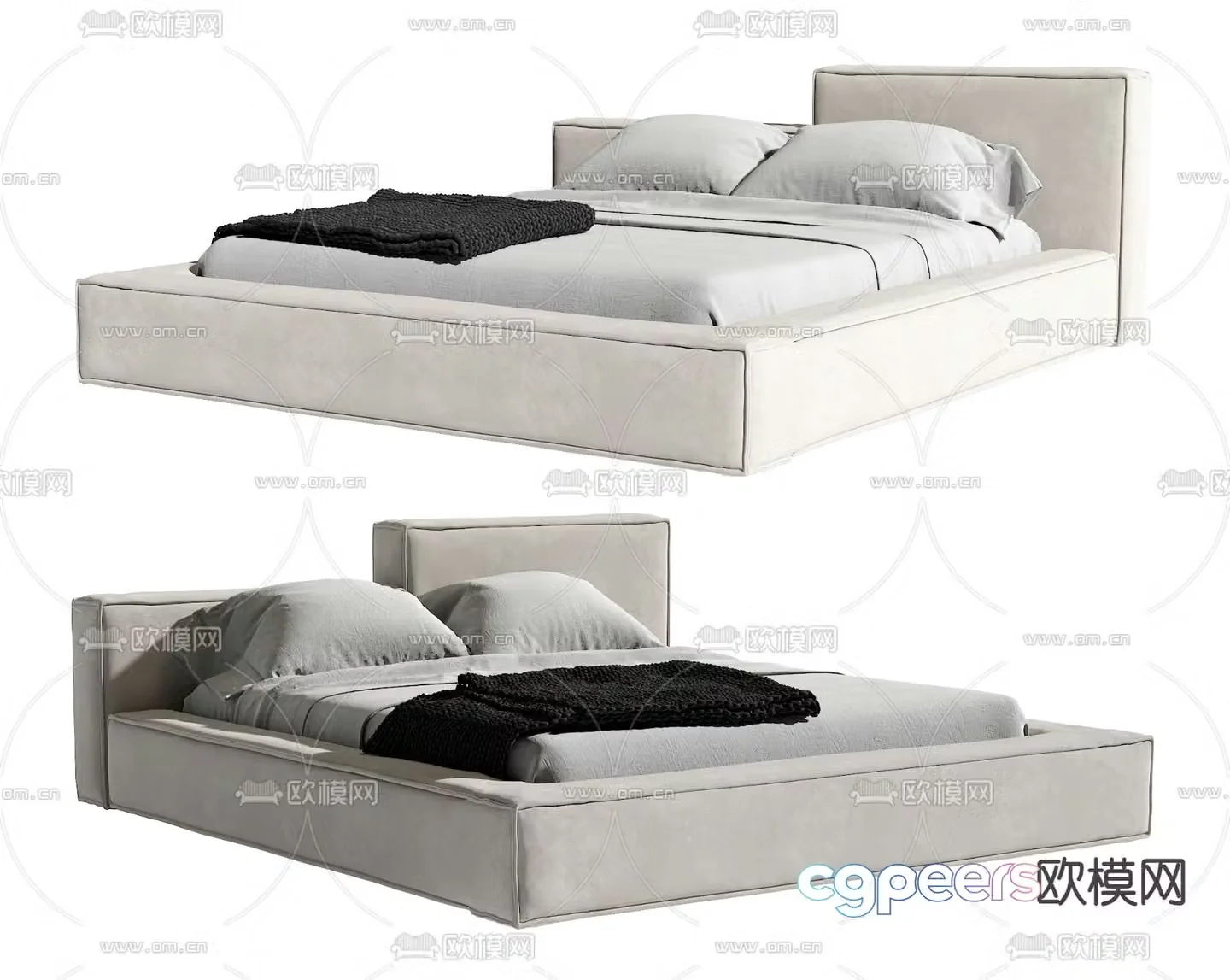 Modern double bed 3d model