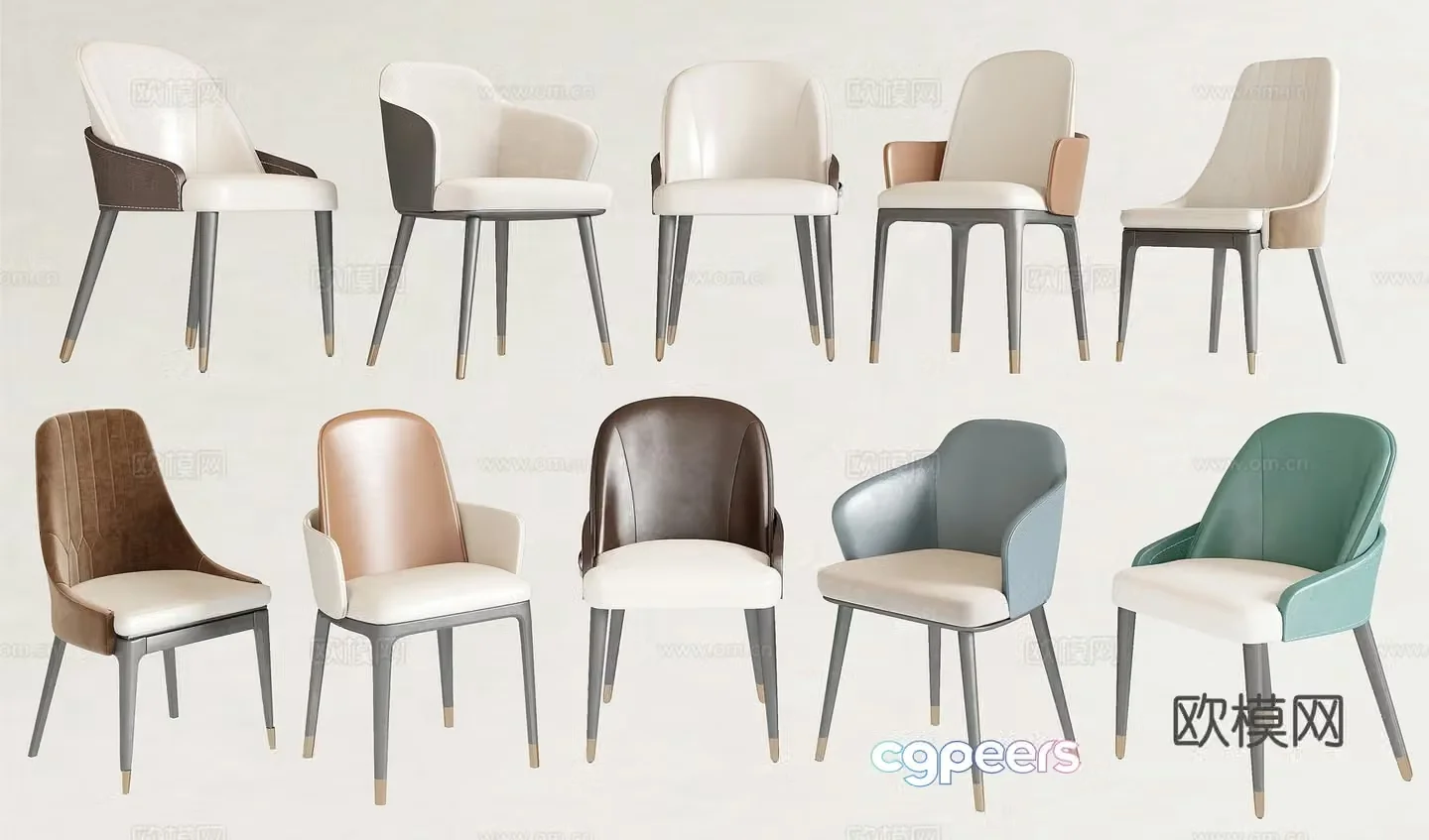 Modern single chair chair dining chair 3d model