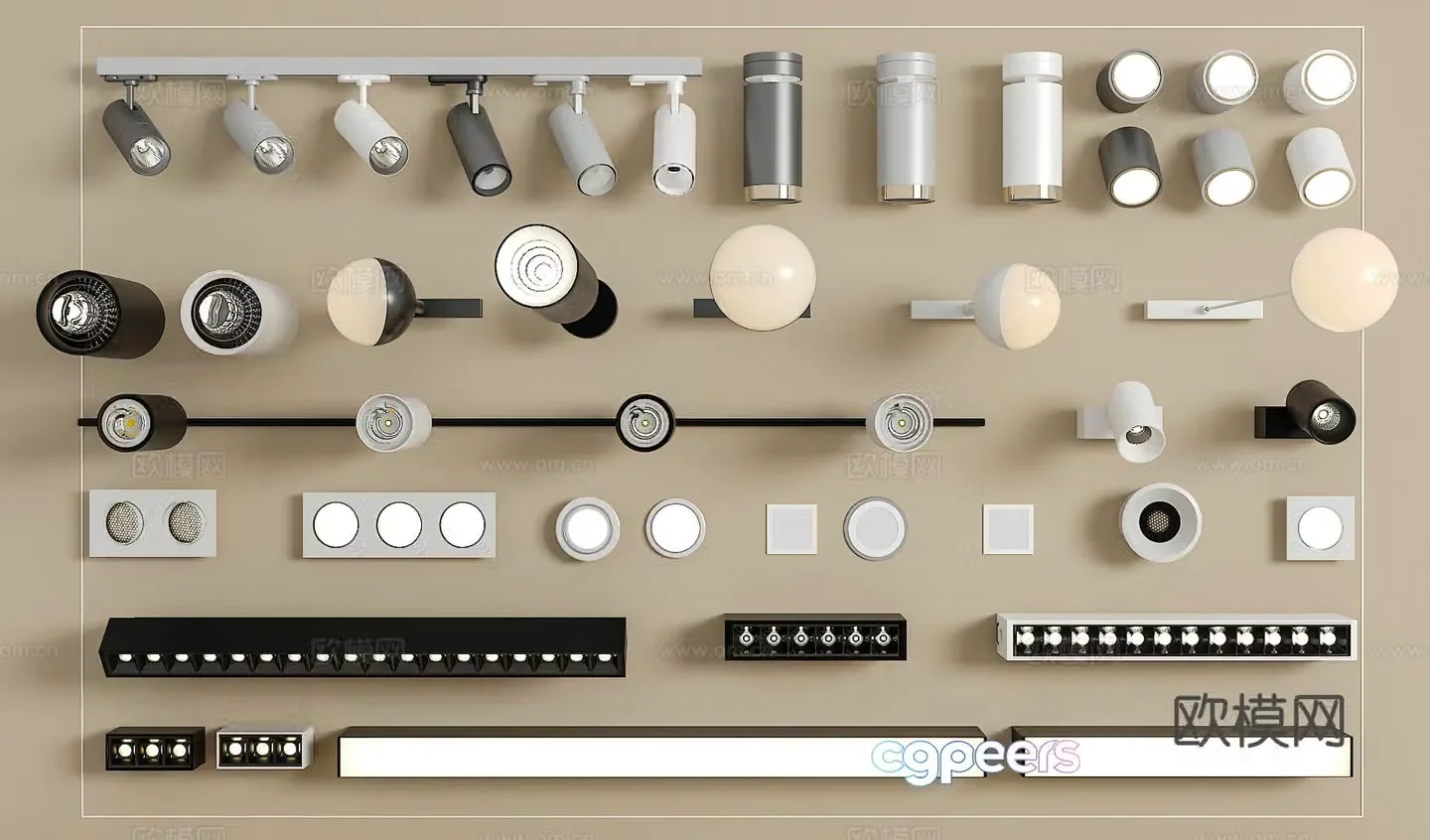 Track spotlight downlight linear lamp embedded downlight magnetic spotlight 3D model