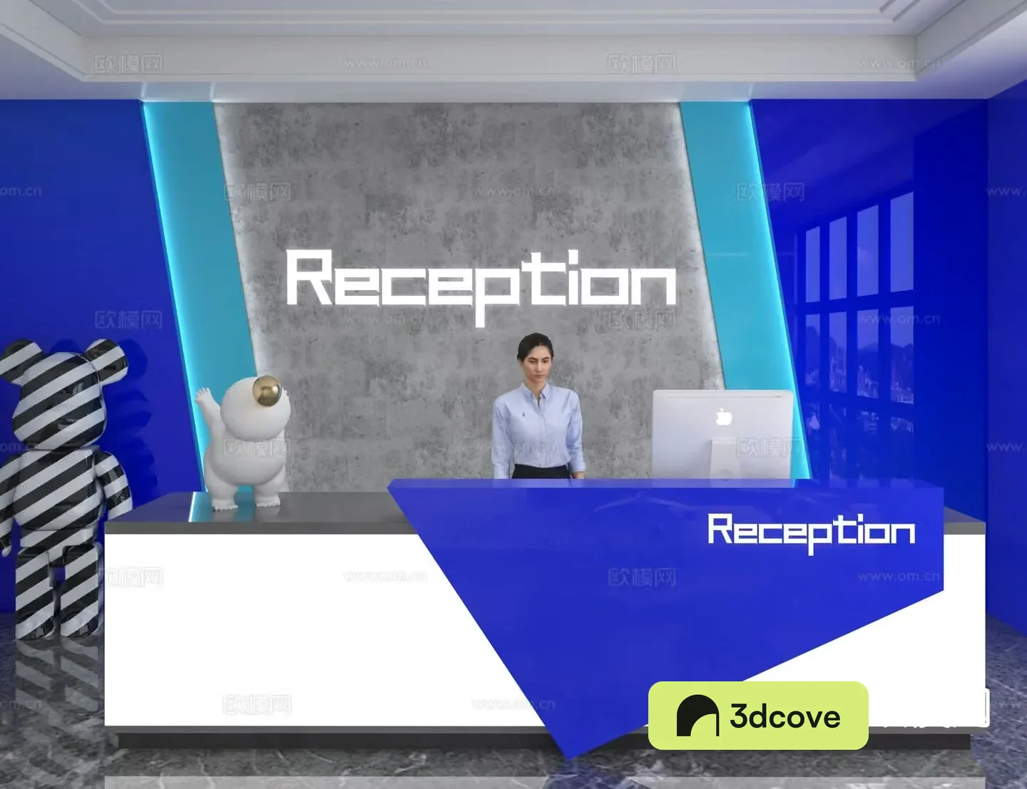 Modern front desk reception desk information desk office background