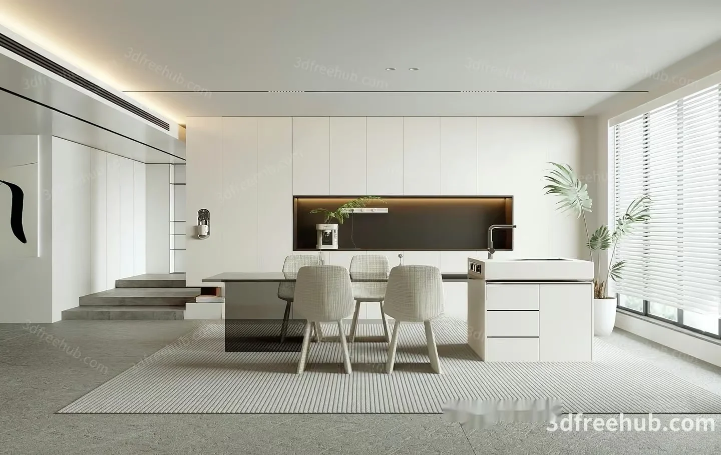 Modern Kitchen 3D Model – 21213 – VRAY Render