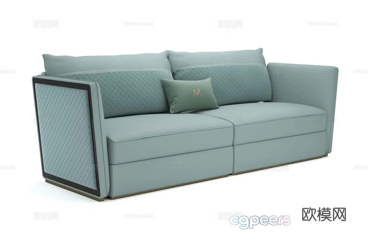 Double sofa leather sofa 3d model