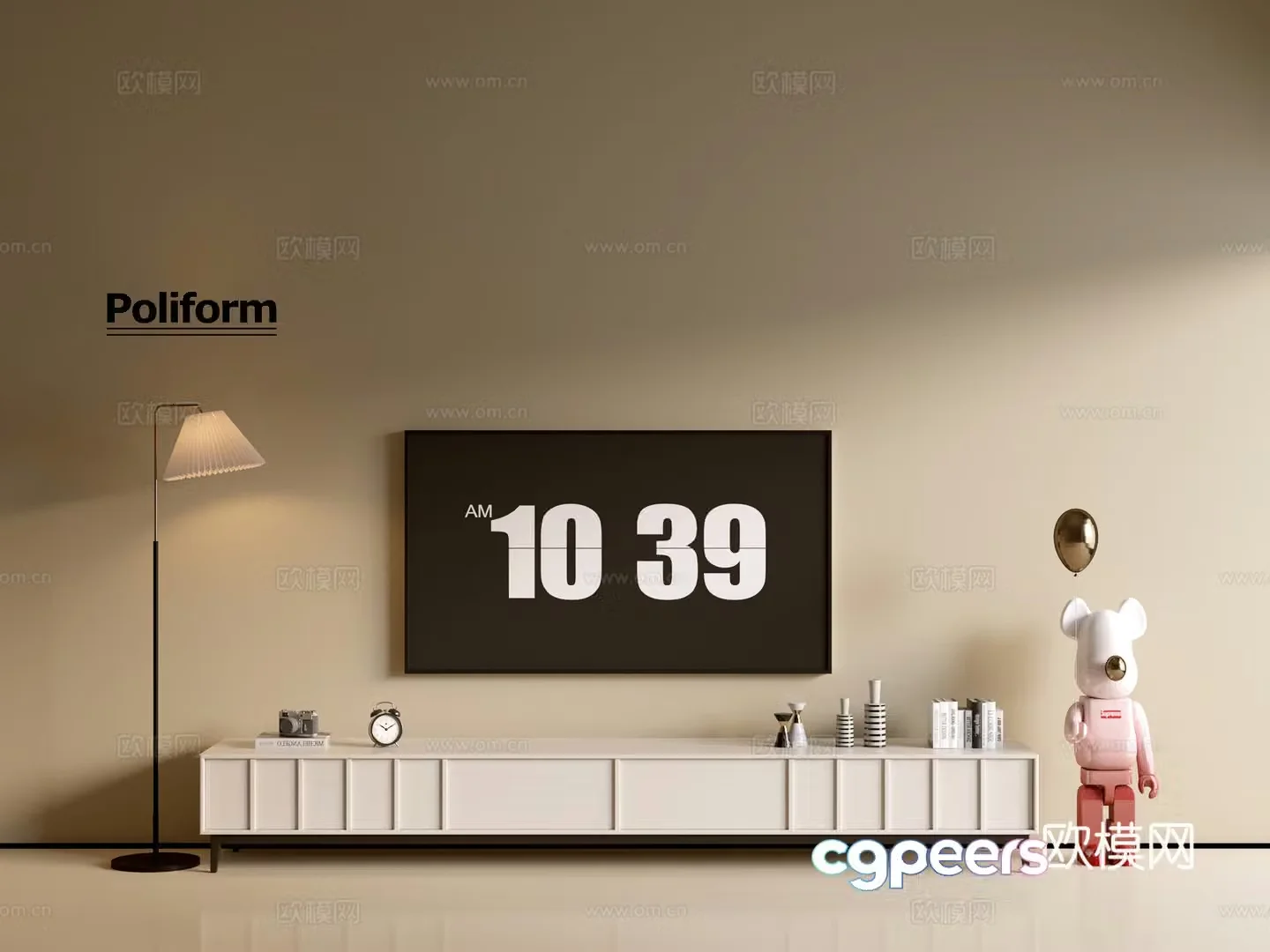 Modern cream-air TV cabinet chest of cabinets ins-style minimalist wind cabinet whole cabinet sideboard 3D model