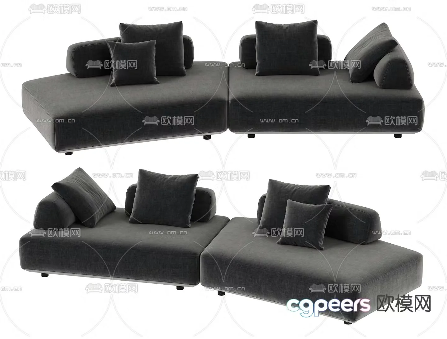 Modern multi-seater sofa 3d model