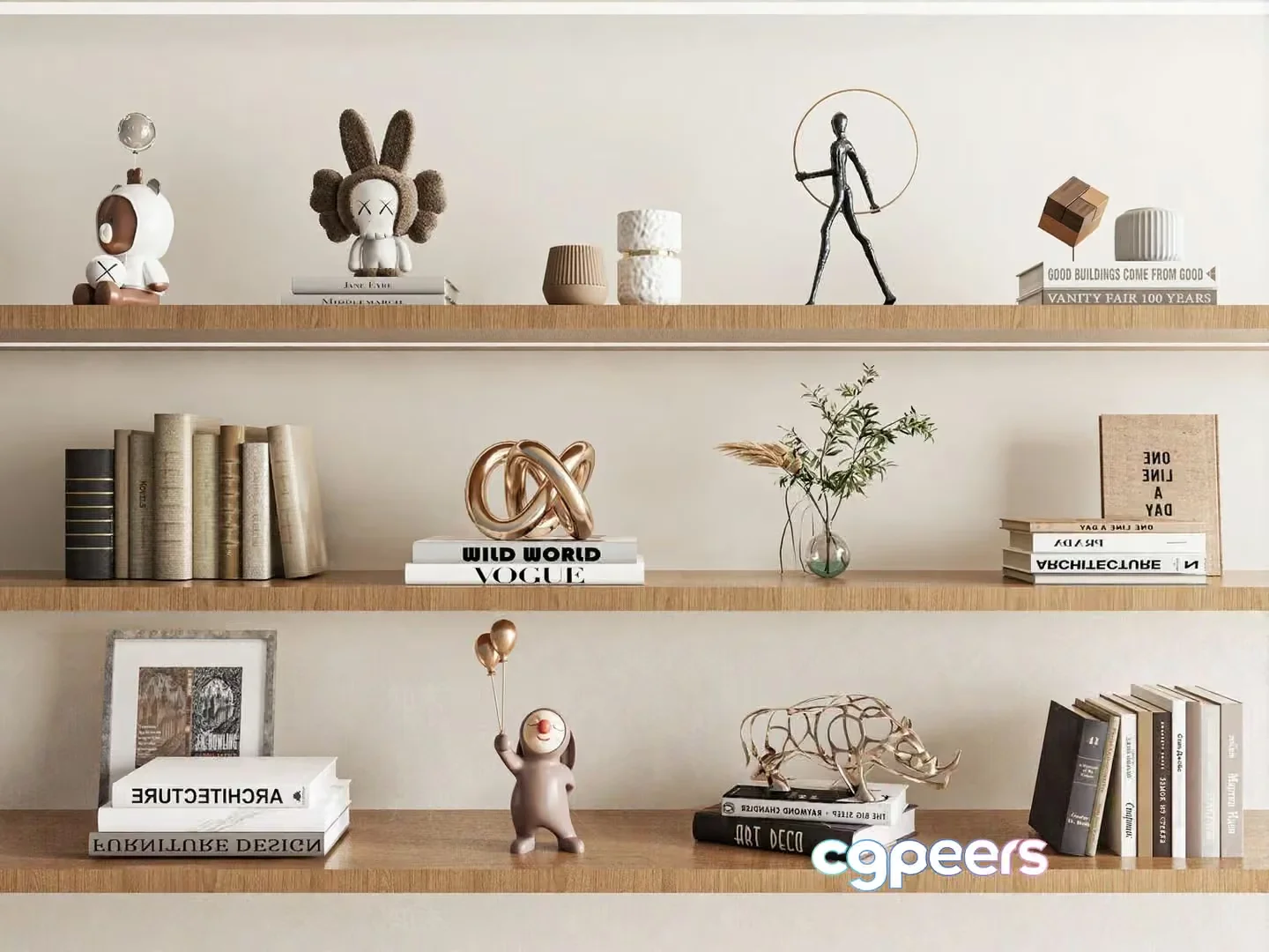 Minimalist Decorated Shelves 3D Model – 23379 – VRAY Render