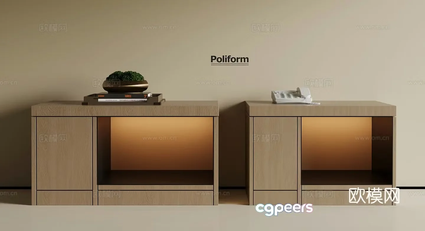 Modern hotel bedside table 3d model