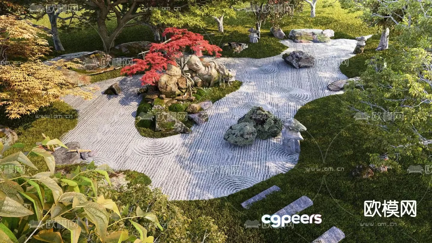 Courtyard Landscape Dry Landscape 3D Model