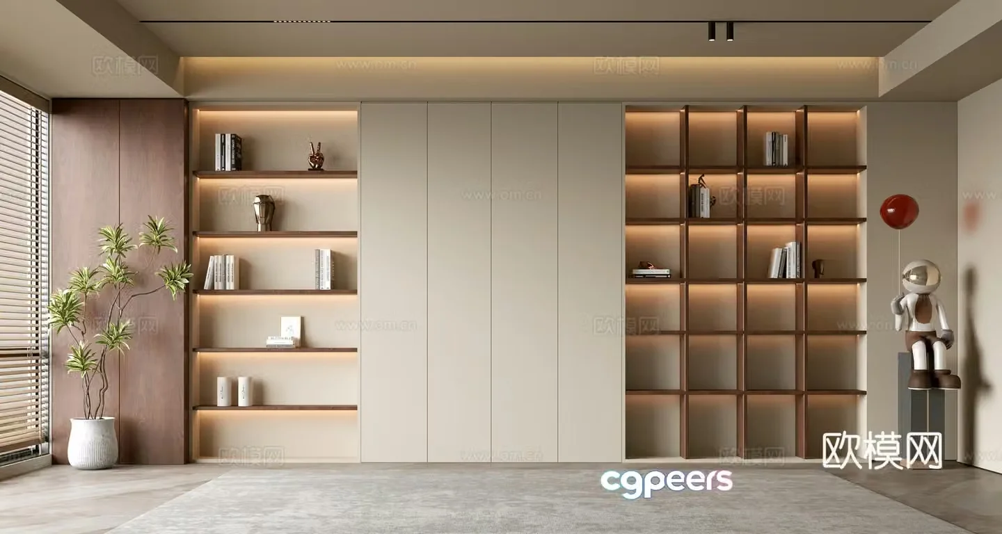 Modern background wall bookcase Living room bookcase Living room background wall Bookcase background wall 3d model