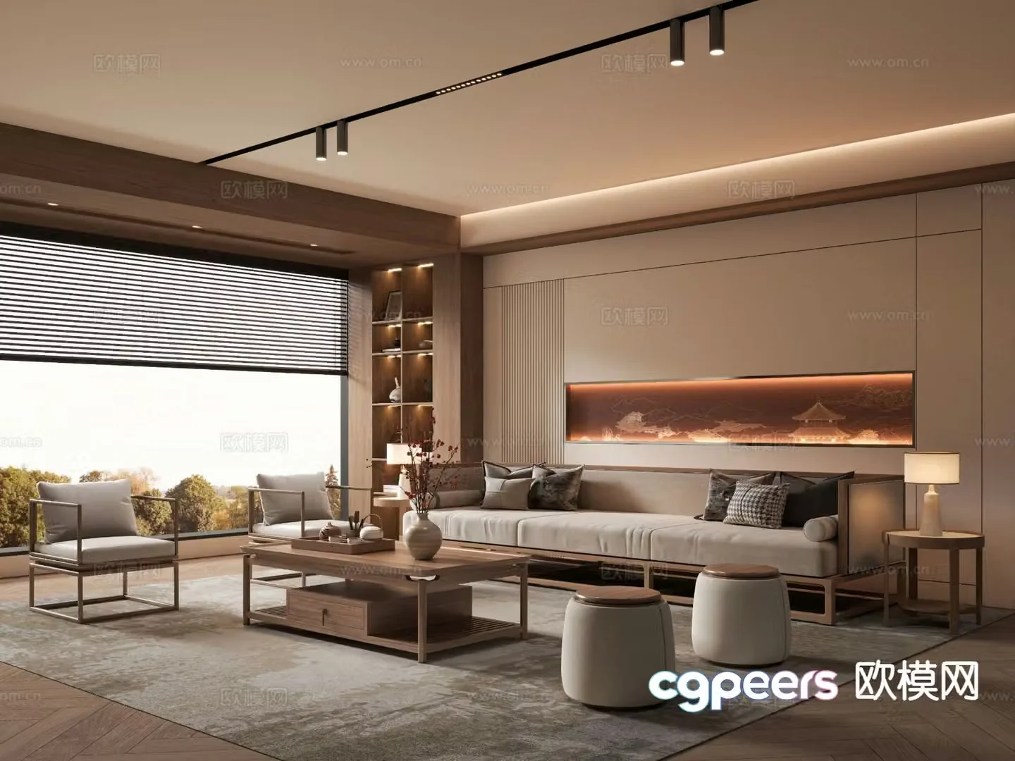 New Chinese style living room 3d model