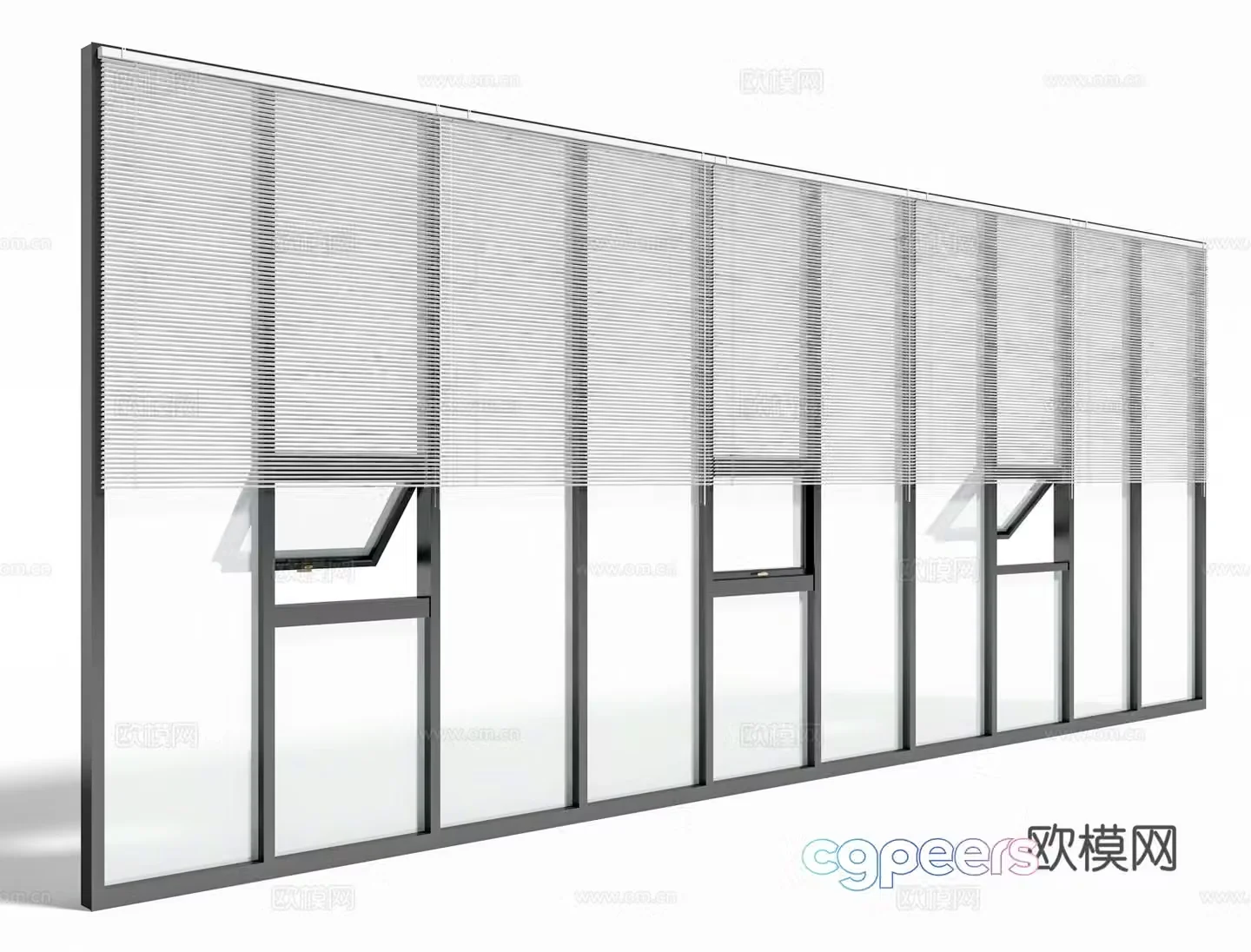 Venetian blinds curtain wall window 3d model