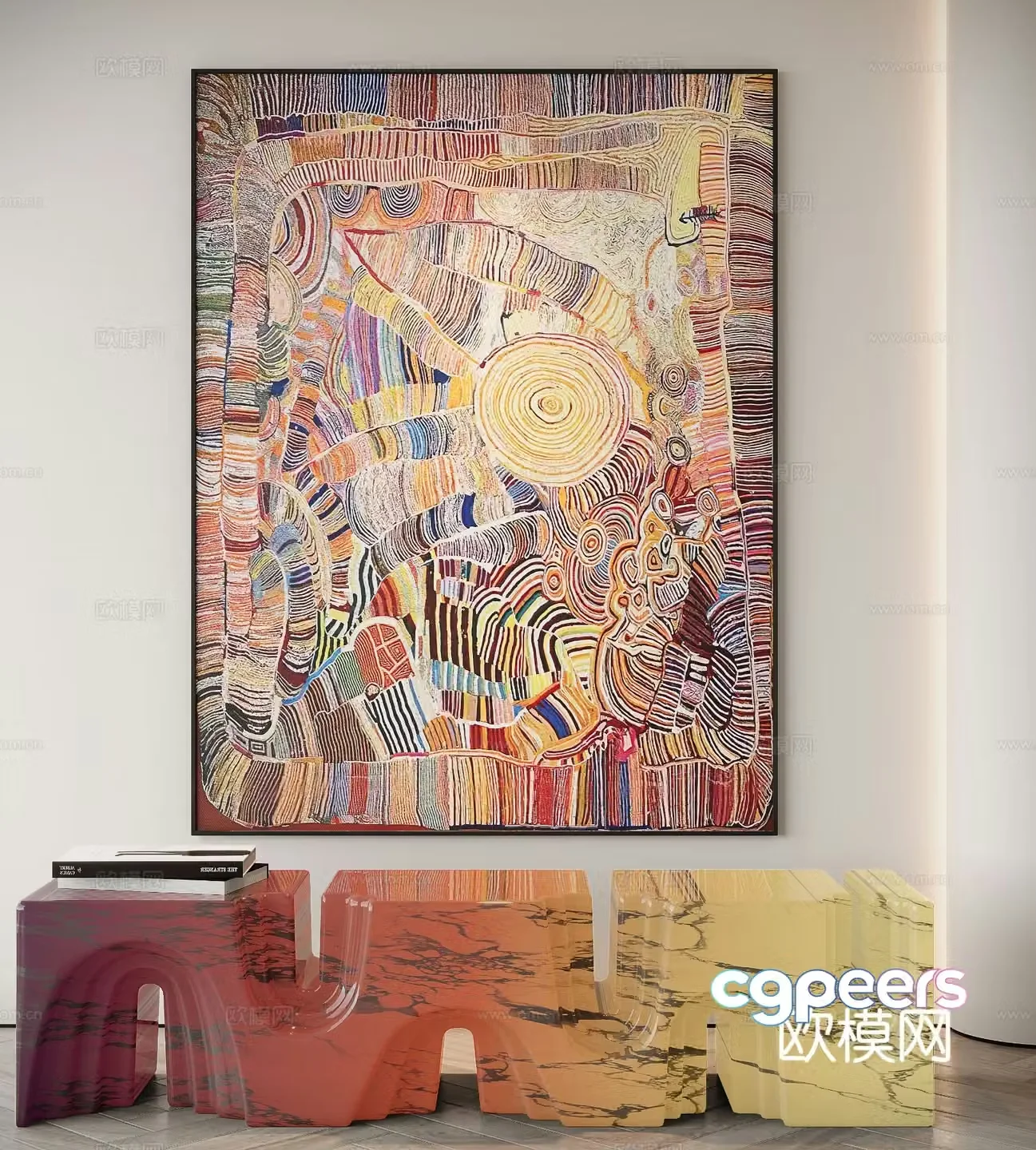 Modern abstract painting decorative painting 3d model