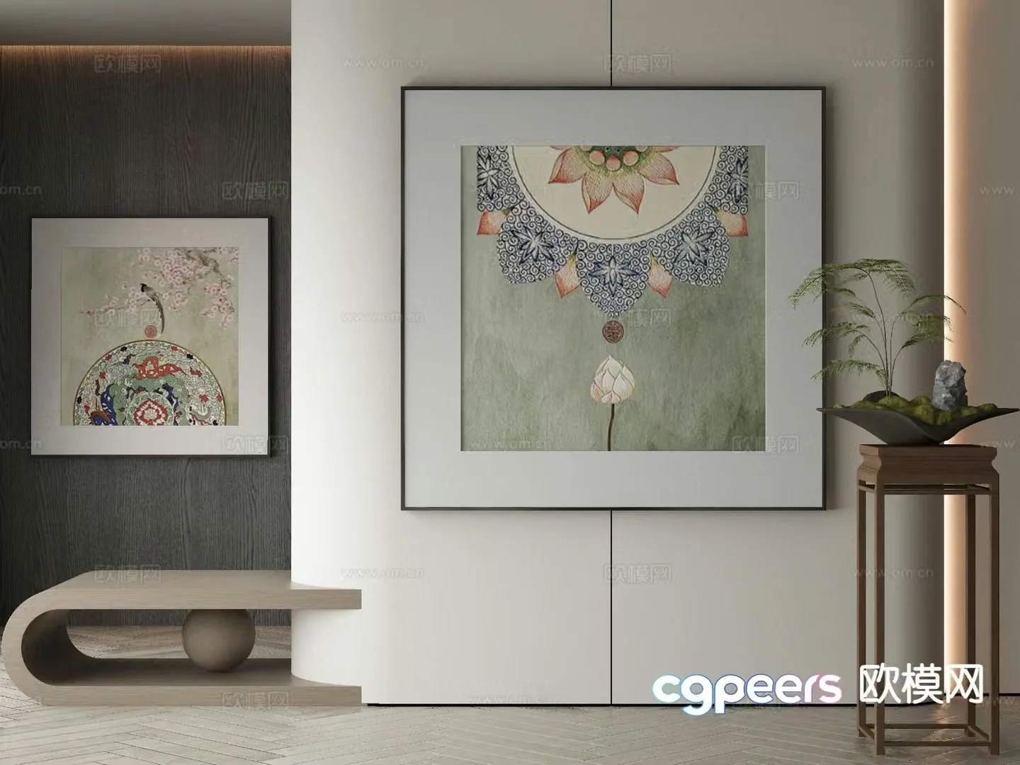 New Chinese style decorative painting national trend hanging painting 3D model