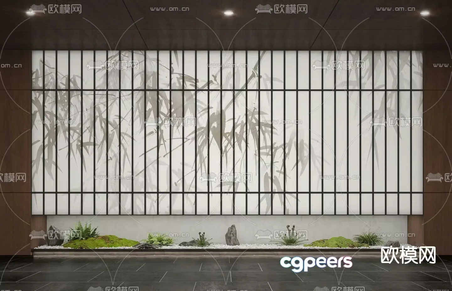 New Chinese style partition Grille screen 3D model
