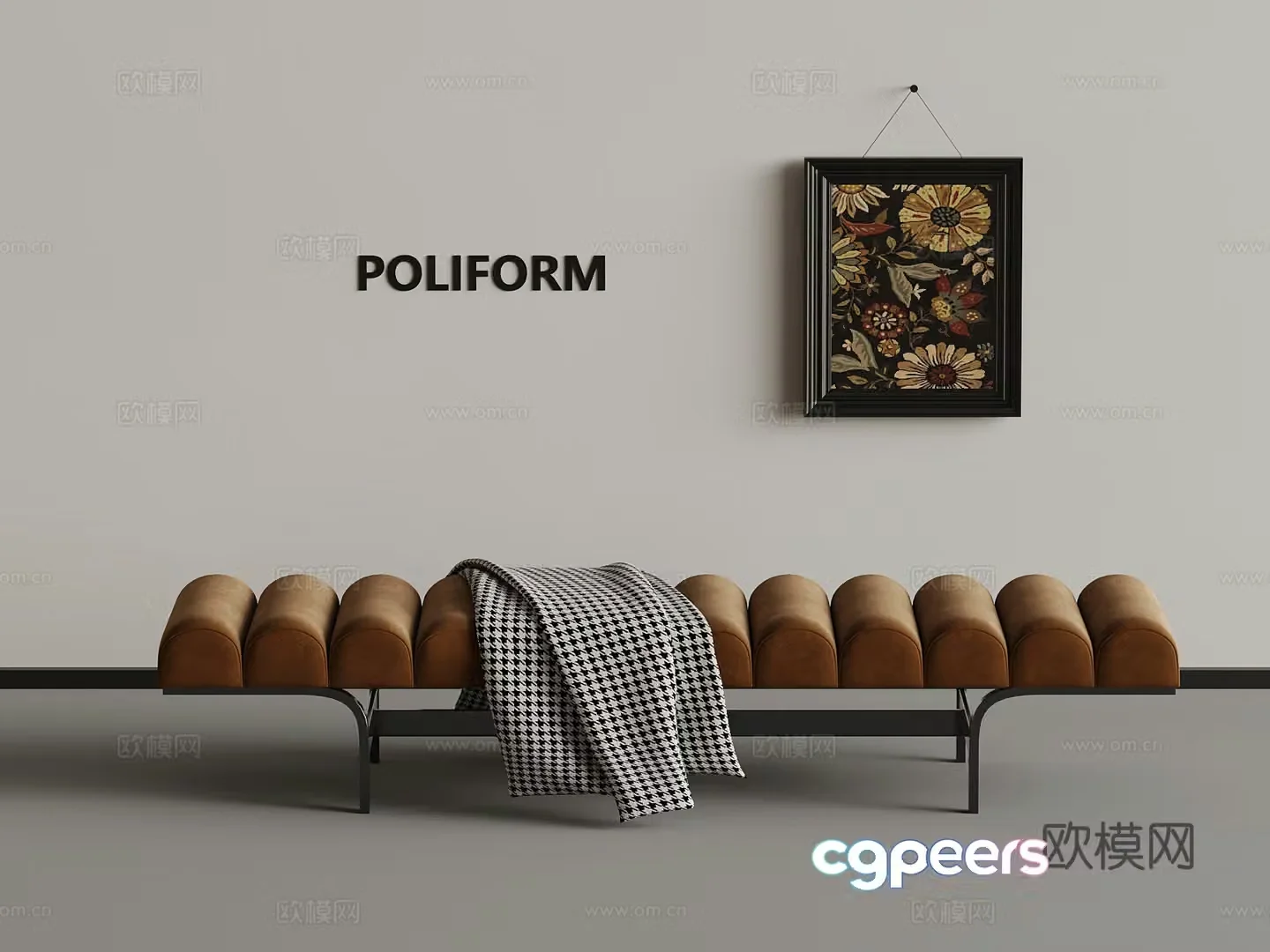 Modern light luxury shoe changing stool bed tail stool 3D model of hanging paintings