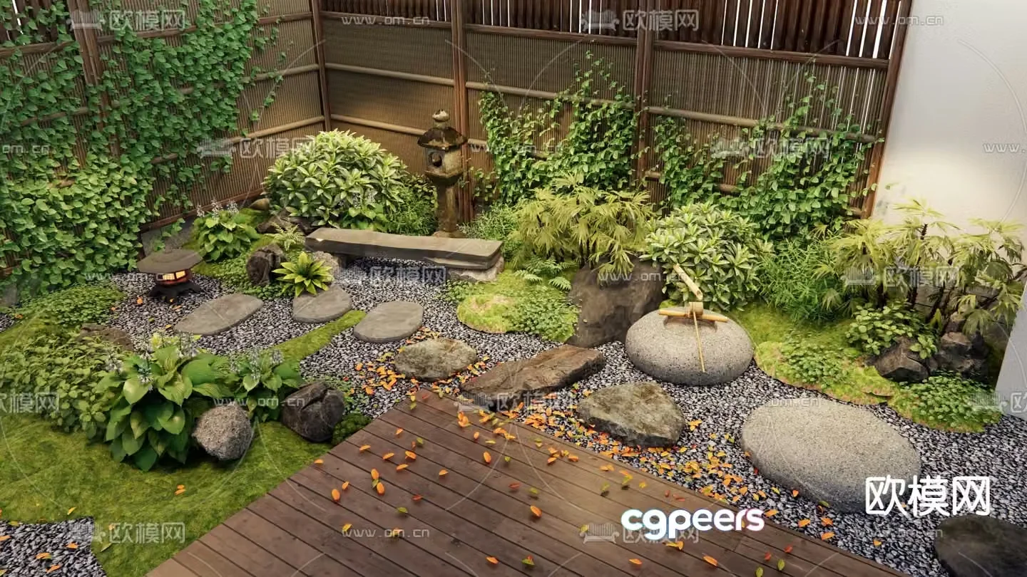 Japanese style landscaping 3d model