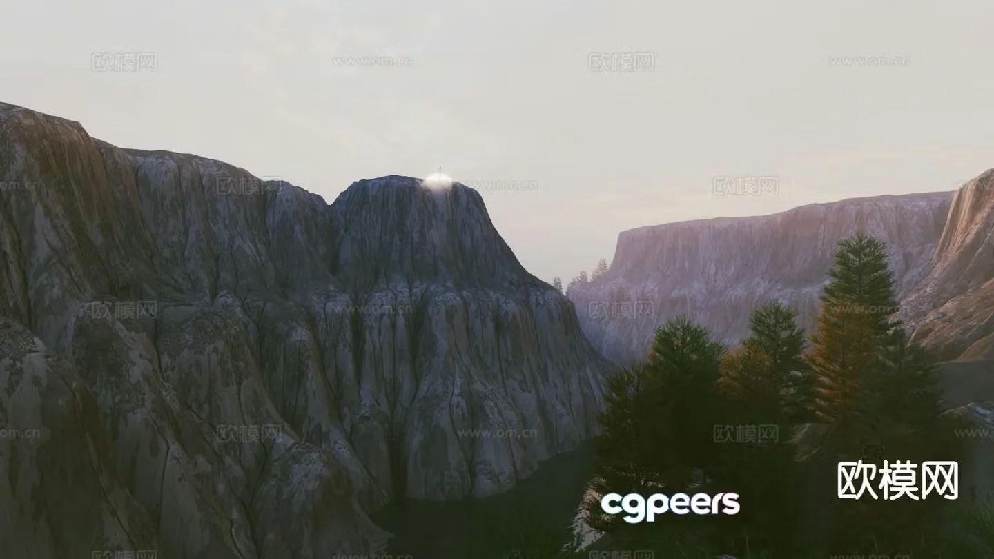 canyon dusk early morning landscape river 3d model