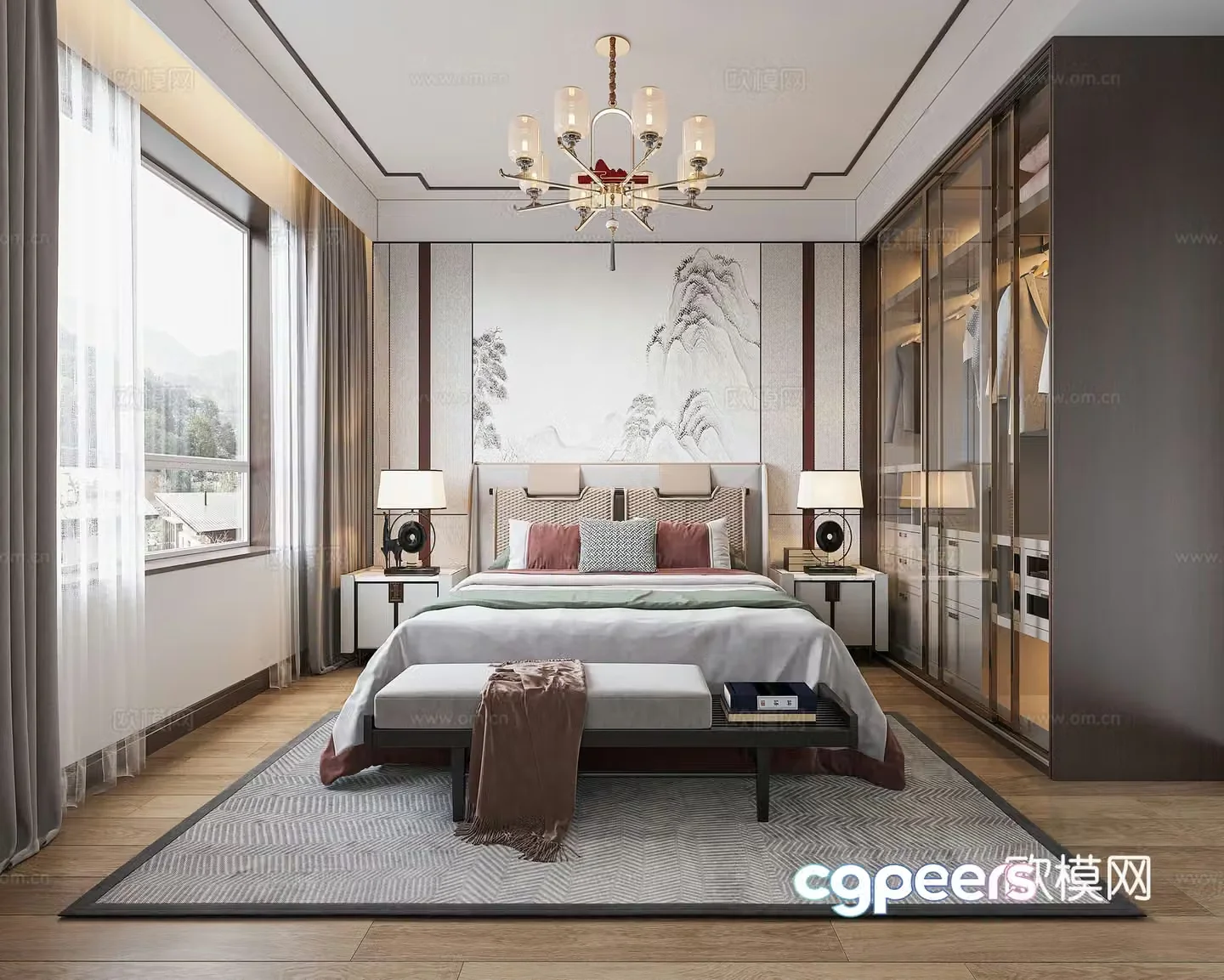 New Chinese style bedroom master bedroom elder room 3D model