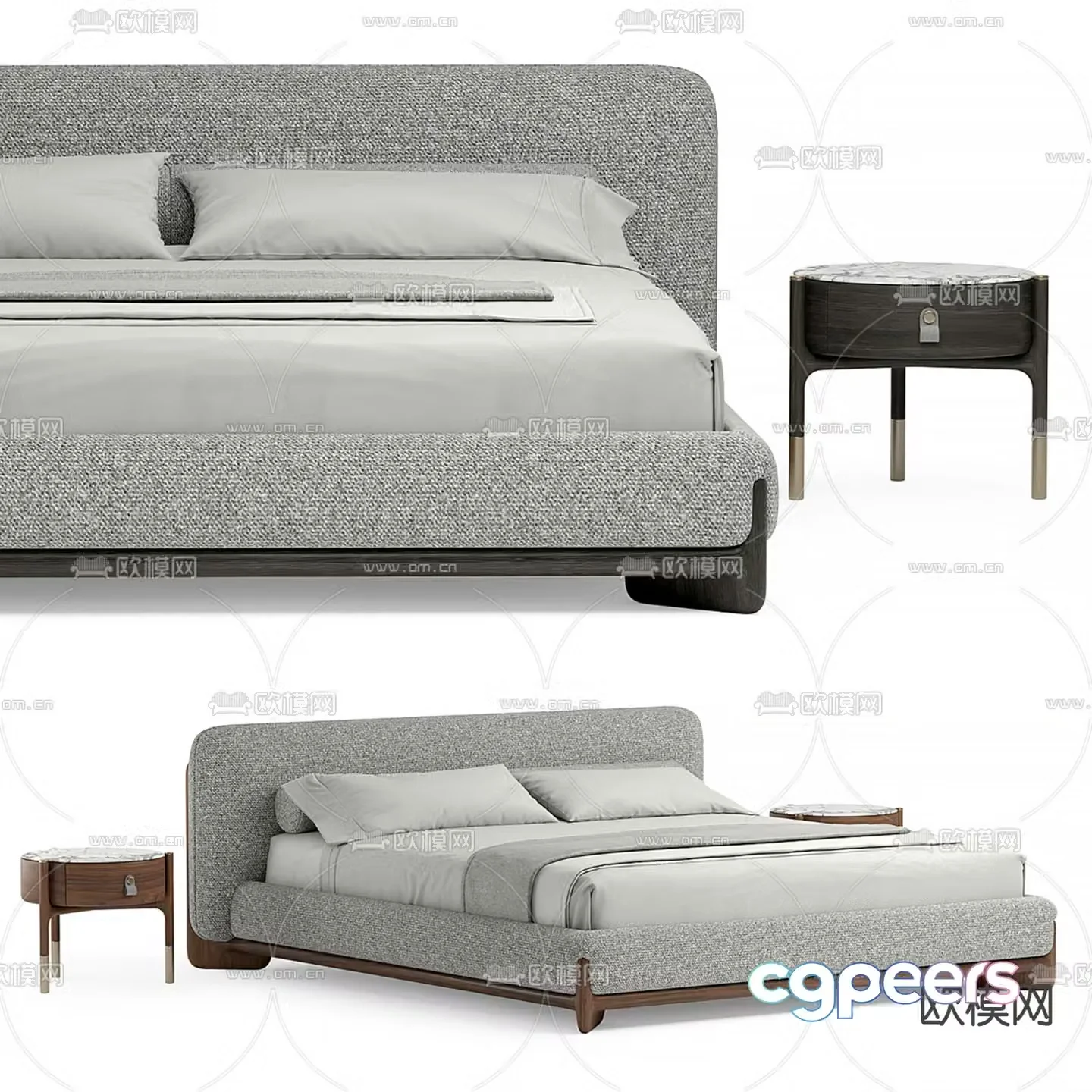 Modern double bed 3d model