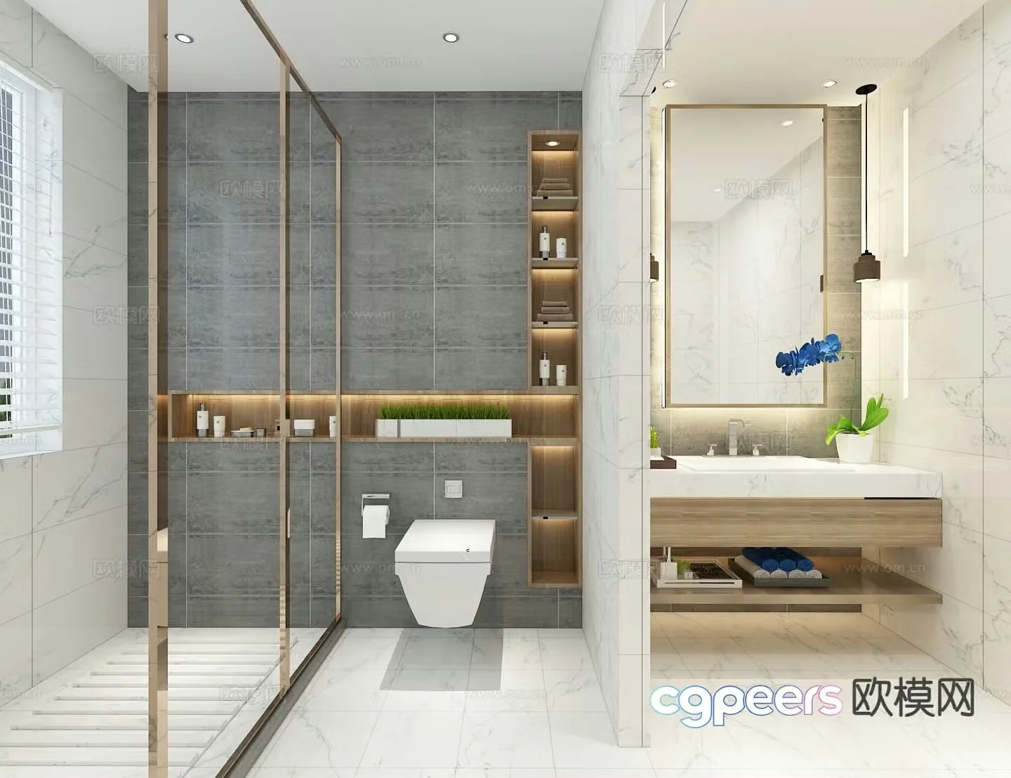 Light luxury bathroom bathroom 3d model
