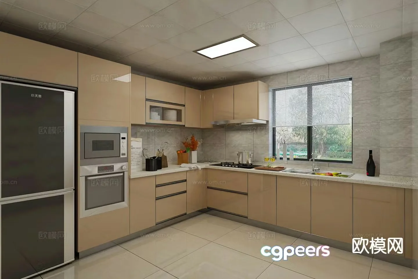 Modern open kitchen 3d model