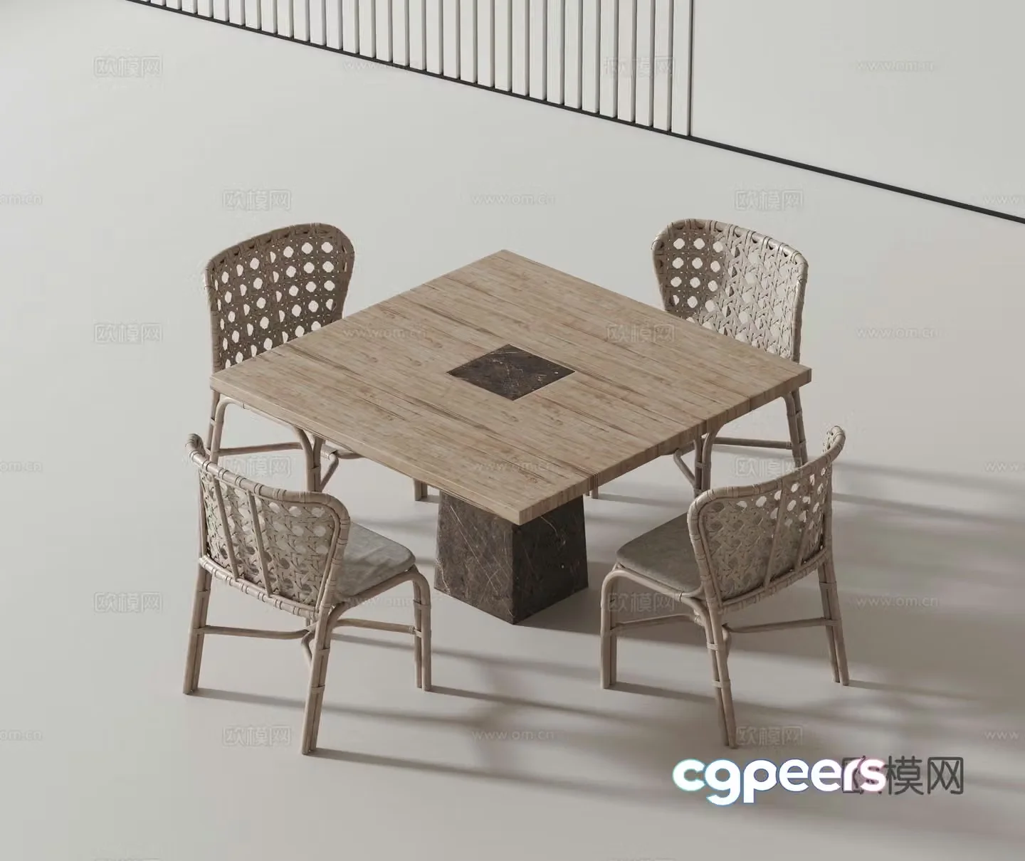 Modern casual table and chair 3d model