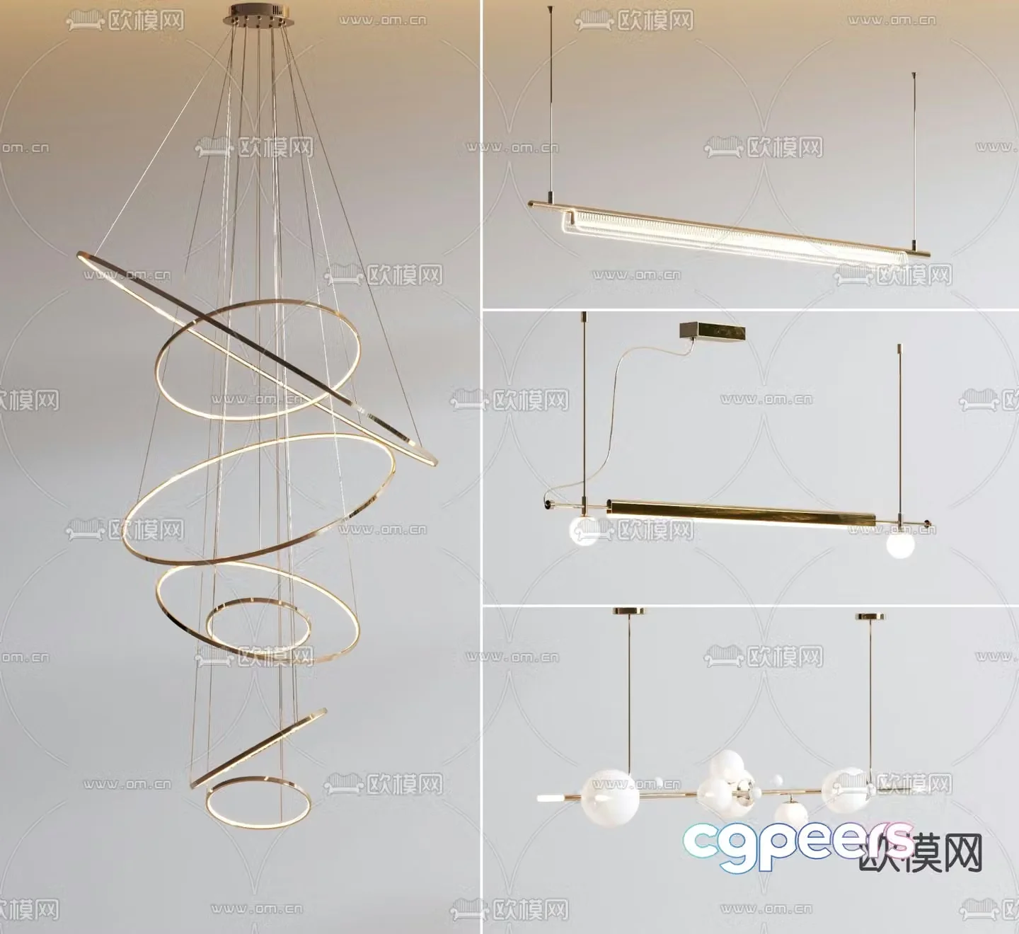 Ring chandelier hall chandelier 3d model