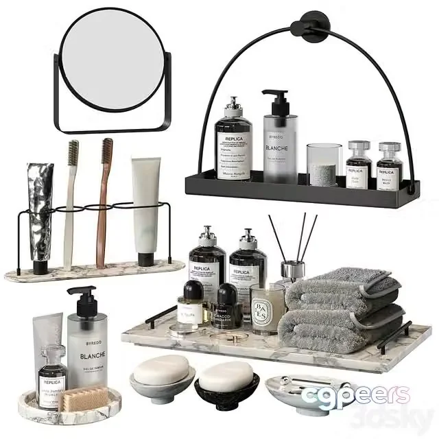 3ds Max Free – Bathroom decor set P07